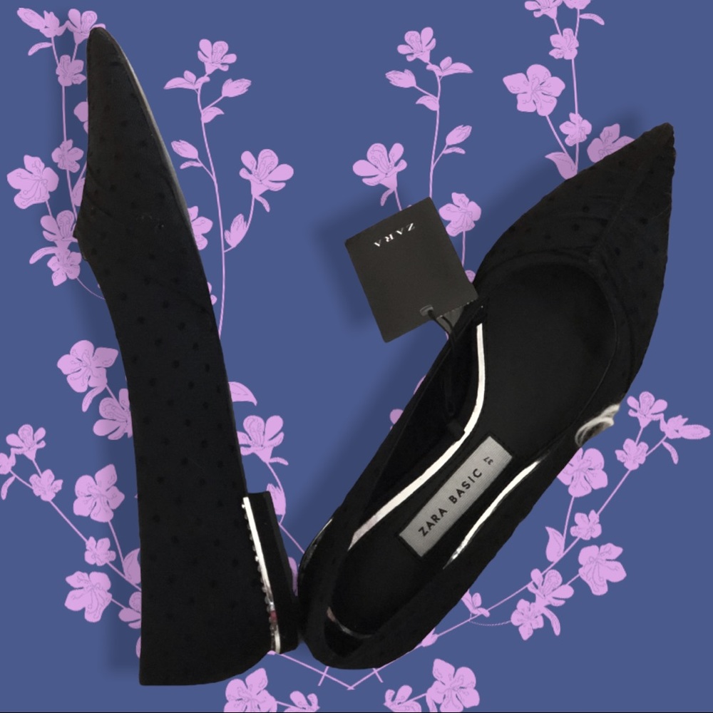 ZARA diamond studded heel with lace polkadot